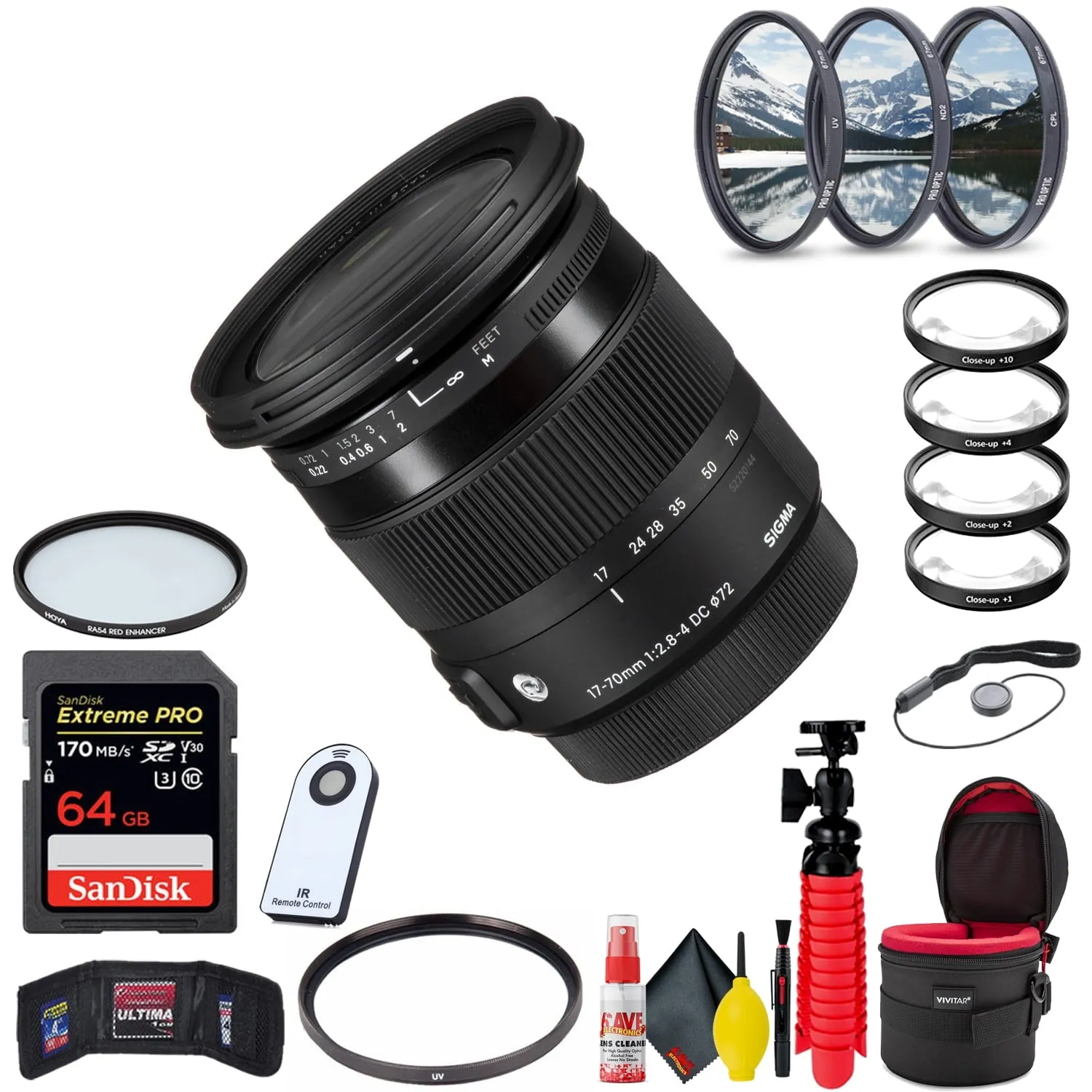 Sigma 17-70mm f/2.8-4 DC Macro OS HSM Contemporary Lens for Nikon F   Kit