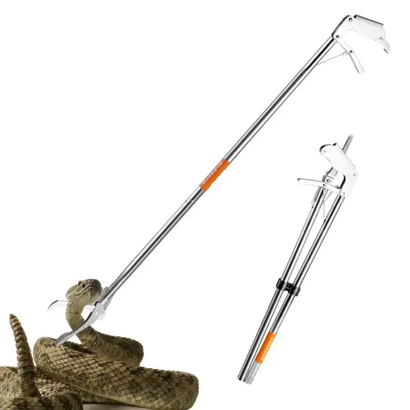 Snake Catch Tool Folding Snakes Catcher Tongs Stainless Steel Wide Jaw Reptile Grabber Stick Tool Thick Catching Snakes Tools