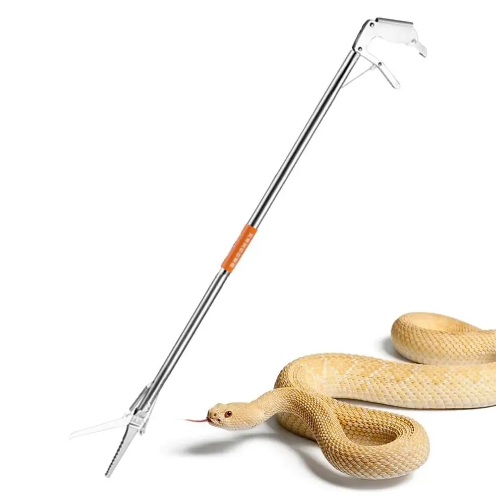Snake Catch Tool Folding Snakes Catcher Tongs Stainless Steel Wide Jaw Reptile Grabber Stick Tool Thick Catching Snakes Tools