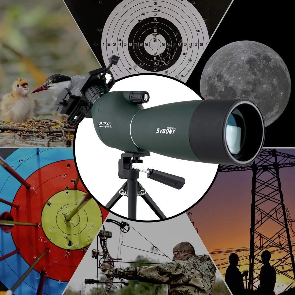 SVBONY SV28 25-75x70 Spotting Scopes with Tripod (Refurbished)