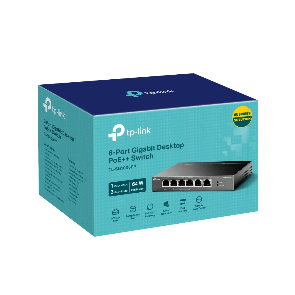 TP-Link TL-SG1006PP 6-Port Gigabit Desktop Switch with 3-Port PoE  and 1-Port PoE  