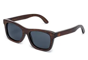Tree Tribe Polarized Bamboo Sunglasses with Hard Case and Microfiber Pouch - Original Floating Bamboo Wood Wayfarer Style for Men and Women - Brown Frame Black Lens