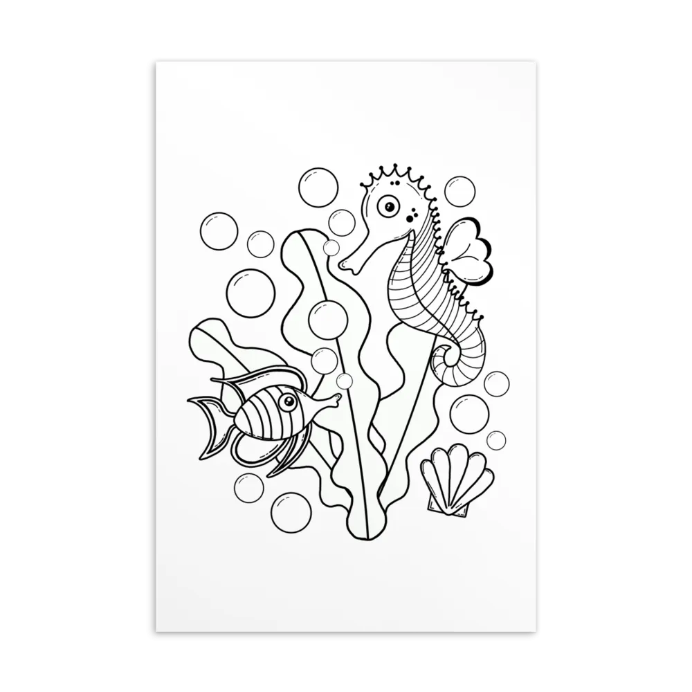 Underwater Pals Coloring Postcard