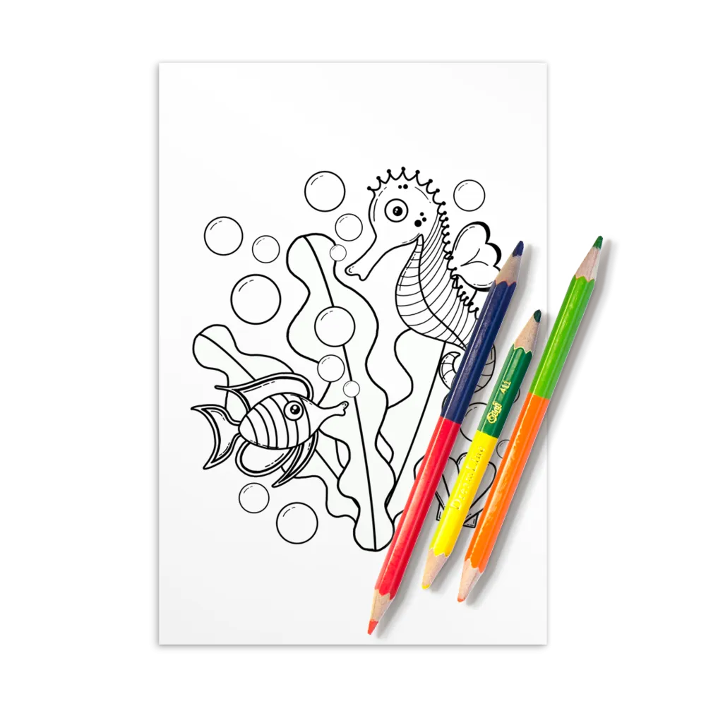 Underwater Pals Coloring Postcard