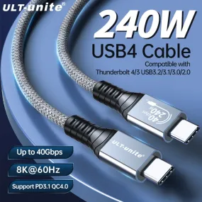 USB 4 Cable 40Gbps 8K Type C to Type-C Cord Cables
