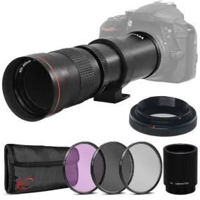 Vivitar 420-800mm f/8.3 Telephoto Zoom Lens    67mm UV/CPL/FLD Filter Kit for Nikon D850, D810, D800, D750, D700, D610, D3100, D3200, D3300, D3400, D5100, D5200, D5300, D5500, D5599