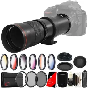 Vivitar 420-800mm F8.3 Telephoto Zoom Lens for Sony   T-mount for Sony   2x  Converter   UV CPL ND Kit   Color Filter Kit   Lens Tissue   3pc Cleaning Kit