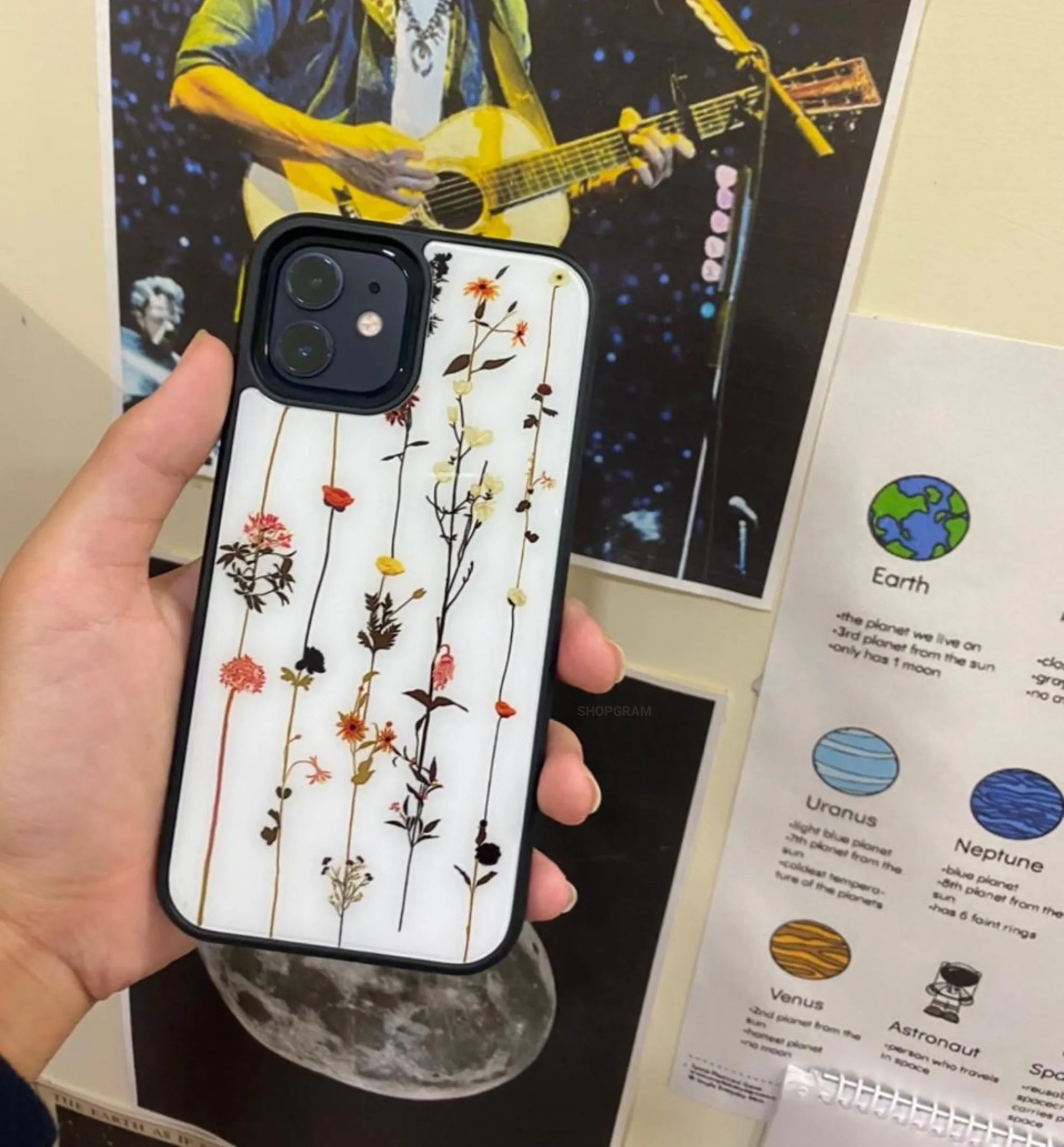 White Floral Glass Case