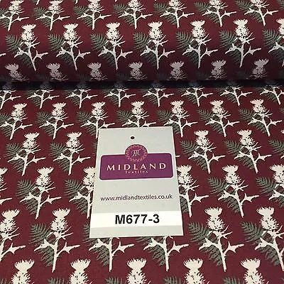 Wine Highland Scottish Tartan 100% Cotton craft and quilting Fabric 45" M677