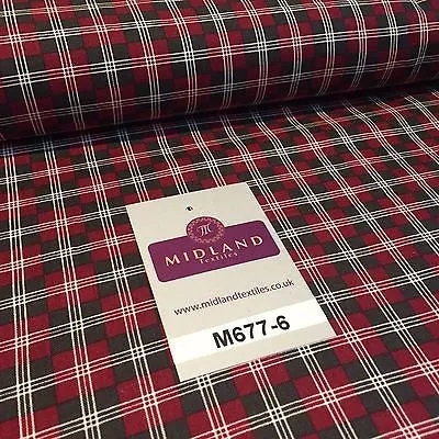 Wine Highland Scottish Tartan 100% Cotton craft and quilting Fabric 45" M677
