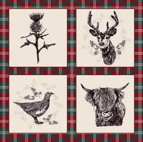 Wine Highland Scottish Tartan 100% Cotton craft and quilting Fabric 45" M677