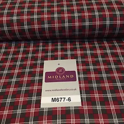 Wine Highland Scottish Tartan 100% Cotton craft and quilting Fabric 45" M677