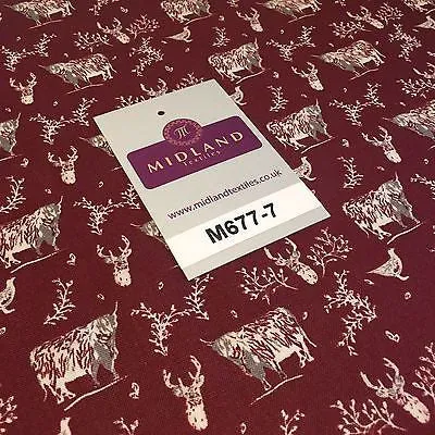 Wine Highland Scottish Tartan 100% Cotton craft and quilting Fabric 45" M677