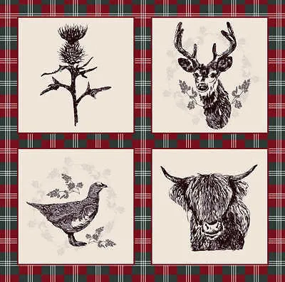 Wine Highland Scottish Tartan 100% Cotton craft and quilting Fabric 45" M677