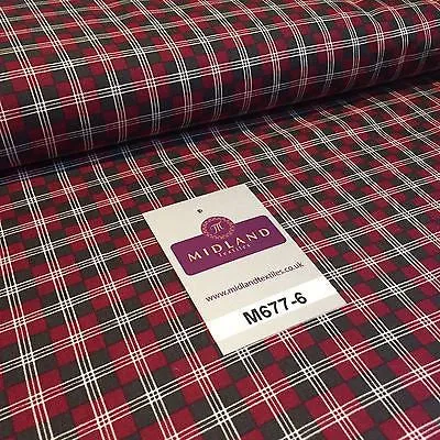 Wine Highland Scottish Tartan 100% Cotton craft and quilting Fabric 45" M677